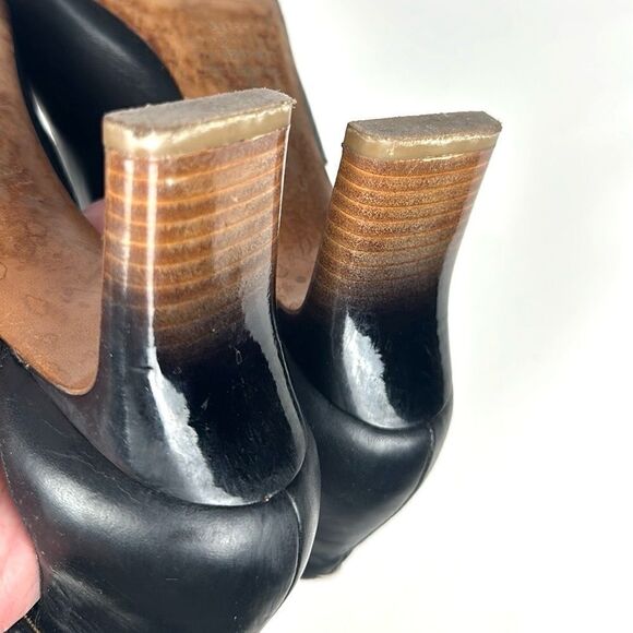 Maison Martin Margiela Black Leather Ombre Heels Open Toe Side Buckle Italy 39 - Picture 11 of 16